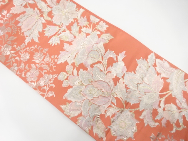 唐花模様織り出し　袋帯